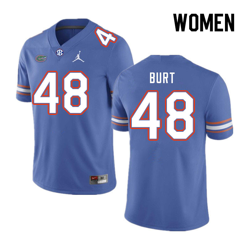 Women #48 Gannon Burt Florida Gators College Football Jerseys Stitched Sale-Royal